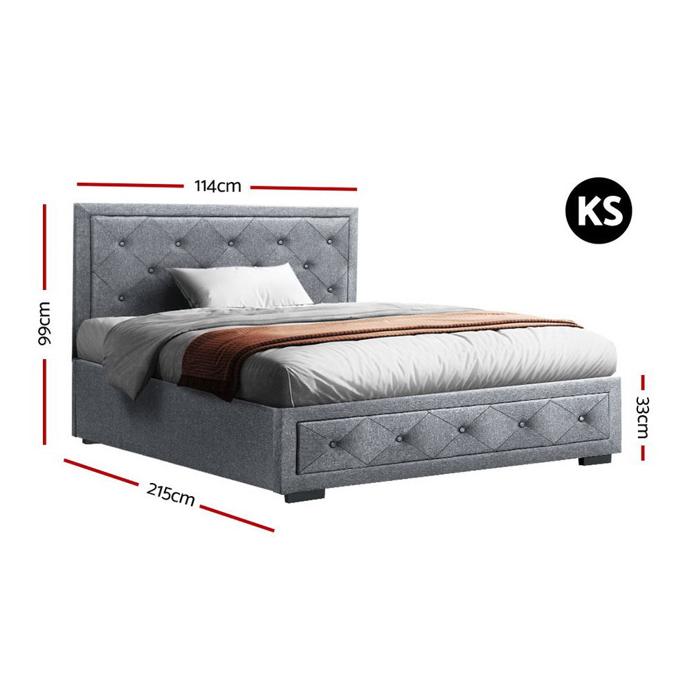 Artiss Bed Frame King Single Size Gas Lift Base With Storage Mattress Fabric