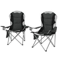 Weisshorn 2X Folding Camping Chairs Arm Chair Portable Outdoor Beach Fishing BBQ