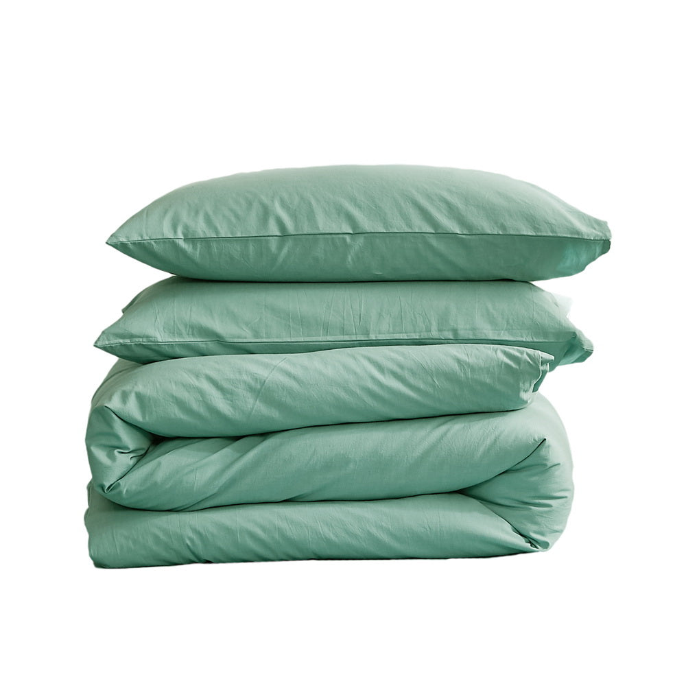 Cosy Club Washed Cotton Quilt Set Green Double