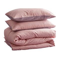 Cosy Club Washed Cotton Quilt Set Pink Purple Queen