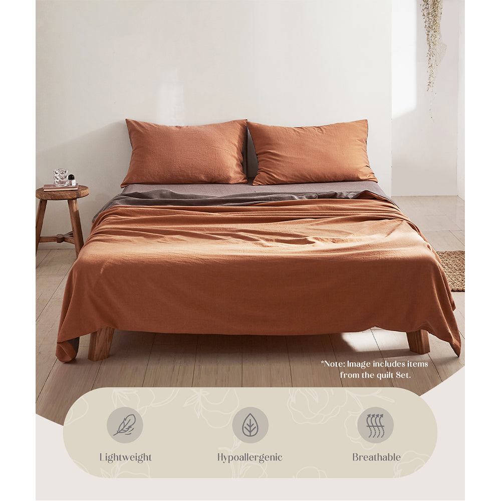 Cosy Club Sheet Set Cotton Sheets Double Orange Brown