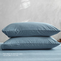 Cosy Club Washed Cotton Sheet Set Single Blue