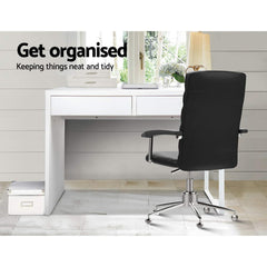 Artiss Metal Desk with 2 Drawers - White