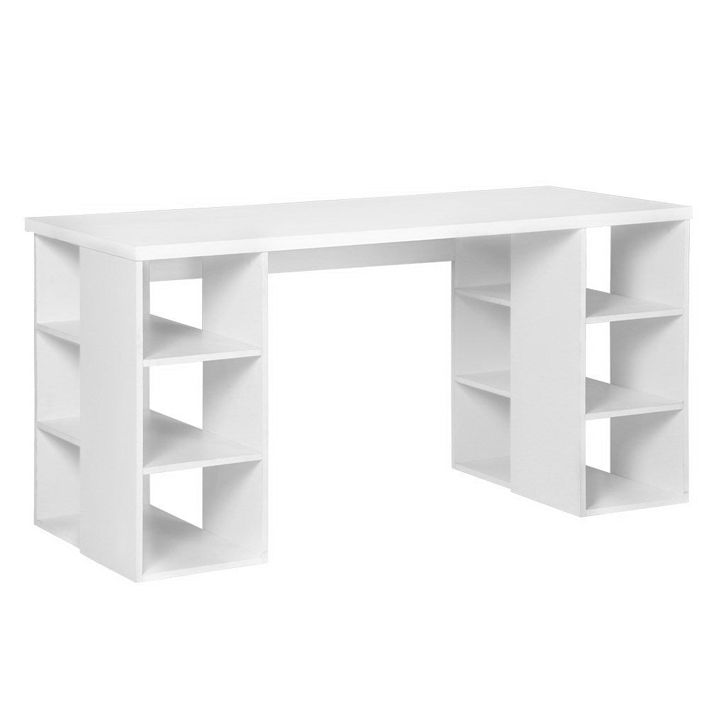 Artiss 3 Level Desk with Storage & Bookshelf - White