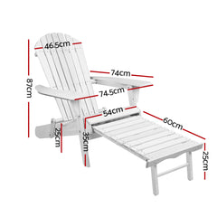 Gardeon Set of 2 Outdoor Sun Lounge Chairs Patio Furniture Lounger Beach Chair Adirondack