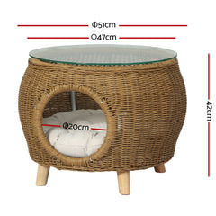 Gardeon Side Table Coffee Pet Bed Wicker Indoor Outdoor Furniture Patio Desk