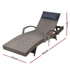 Gardeon Outdoor Sun Lounge Furniture Day Bed Wicker Pillow Sofa Set