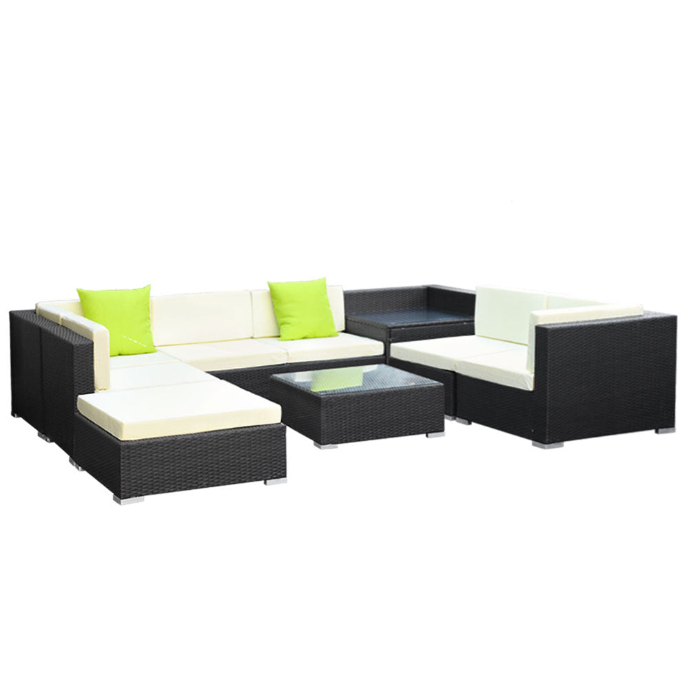 Gardeon 9PC Sofa Set with Storage Cover Outdoor Furniture Wicker