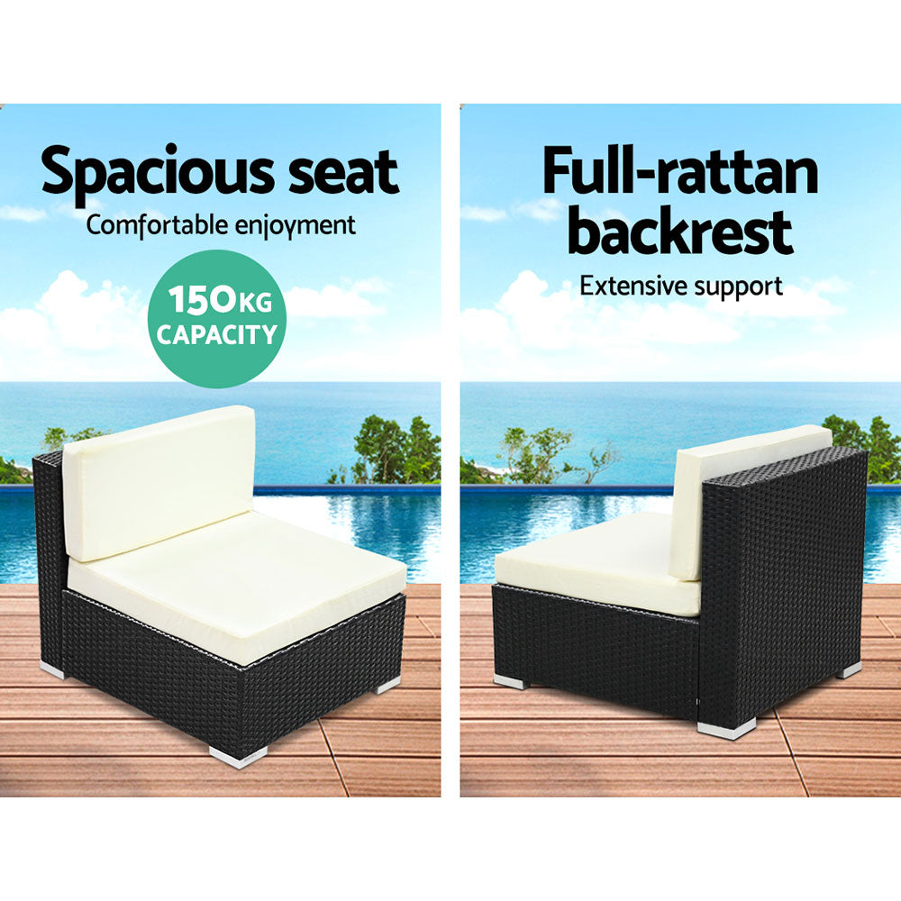 2PC Gardeon Outdoor Furniture Sofa Set Wicker Rattan Garden Lounge Chair Setting.