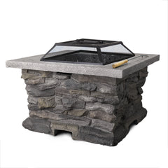 Grillz Stone Base Outdoor Patio Heater Fire Pit Table