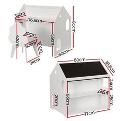 Keezi Kids Table and Chairs Set Activity Chalkboard Play Study Toys Storage Desk