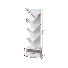 Artiss Display Shelf 7-Shelf Tree Bookshelf Book Storage Rack Bookcase White