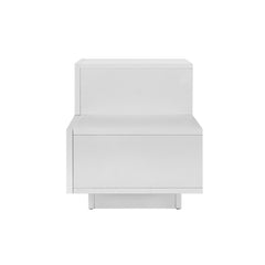 Artiss Bedside Tables 2 Drawers Side Table RGB LED High Gloss Nightstand White