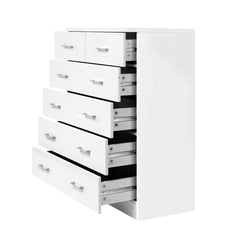 Artiss Tallboy Dresser Table 6 Chest of Drawers Cabinet Bedroom Storage White