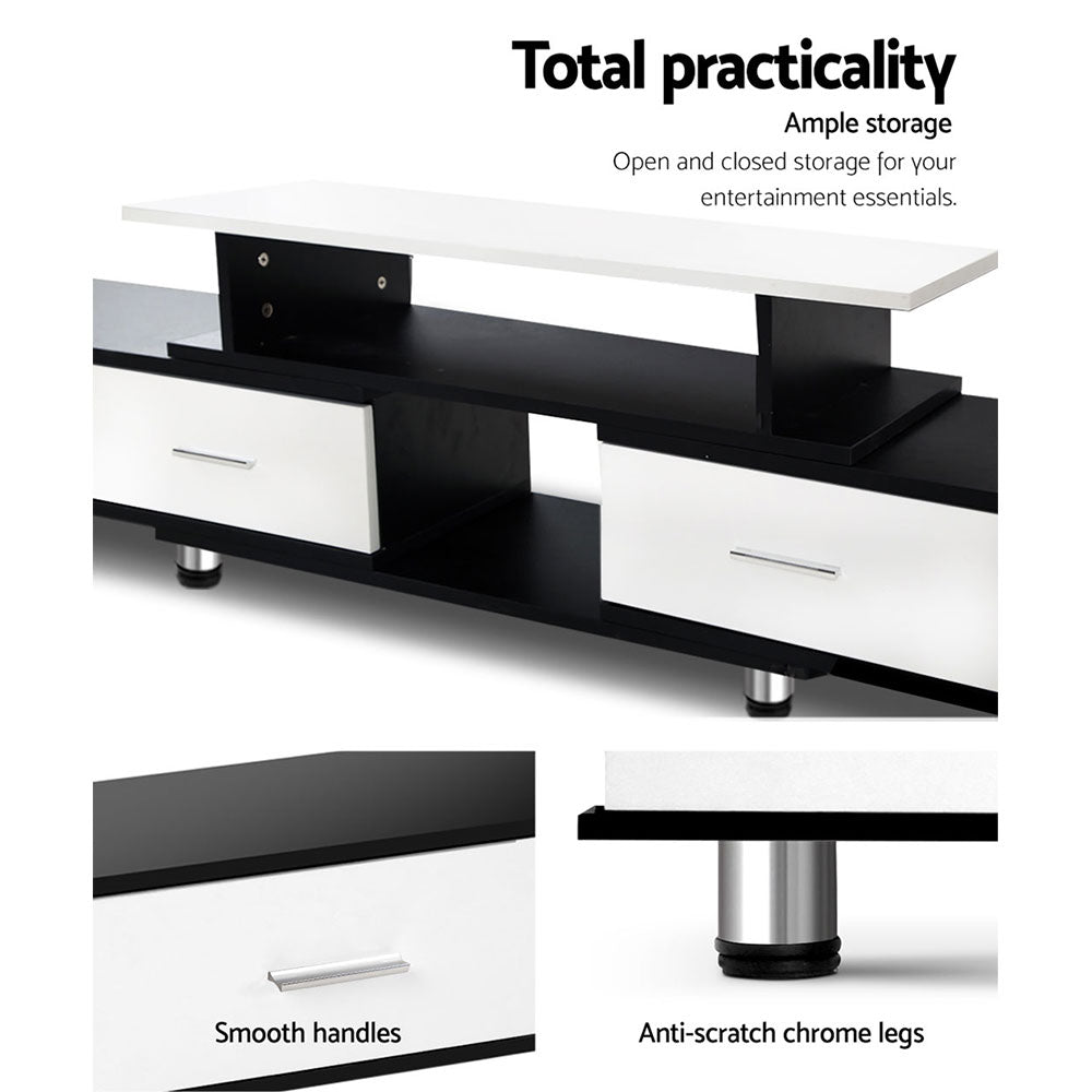 Artiss TV Cabinet Entertainment Unit Stand Wooden 160CM To 220CM Storage Drawers Black White