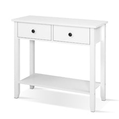 Hallway Console Table Hall Side Entry 2 Drawers Display White Desk Furniture