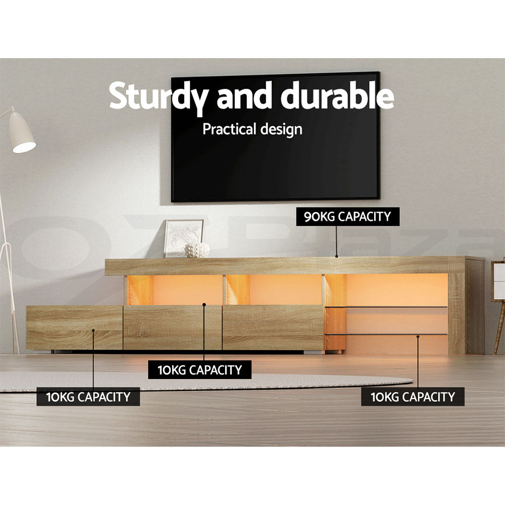Artiss TV Cabinet Entertainment Unit Stand RGB LED Gloss Furniture 215cm Wood