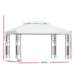 Instahut Gazebo 4x3m Party Marquee Outdoor Wedding Event Tent Iron Art White