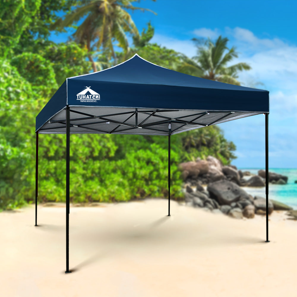 Instahut Gazebo Pop Up Marquee 3x3 Outdoor Wedding Base Pod Kit Navy