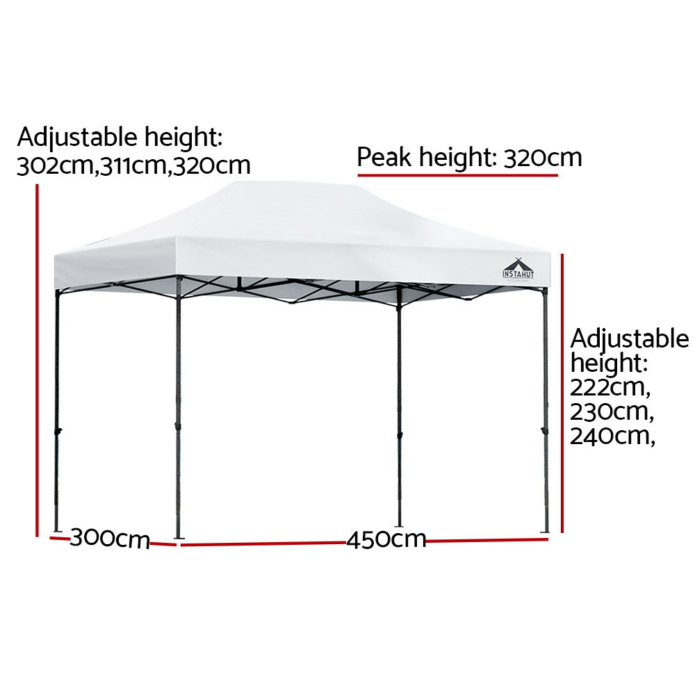 Instahut Gazebo Pop Up Marquee 3x4.5 Outdoor Wedding Gazebos Base Pod Kit White