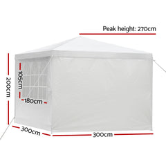 Instahut Gazebo 3x3 Outdoor Marquee Gazebos Wedding Party Camping Tent 4 Wall Panels