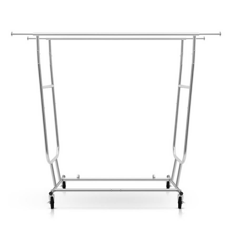 Artiss 6FT Double Rail Clothes Rack Coat Stand Adjustable Garment Rolling Hanger