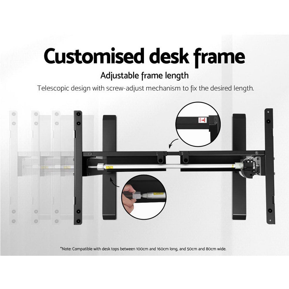 Artiss Standing Desk Adjustable Height Desk Electric Motorised Black Frame Desk Top 120cm