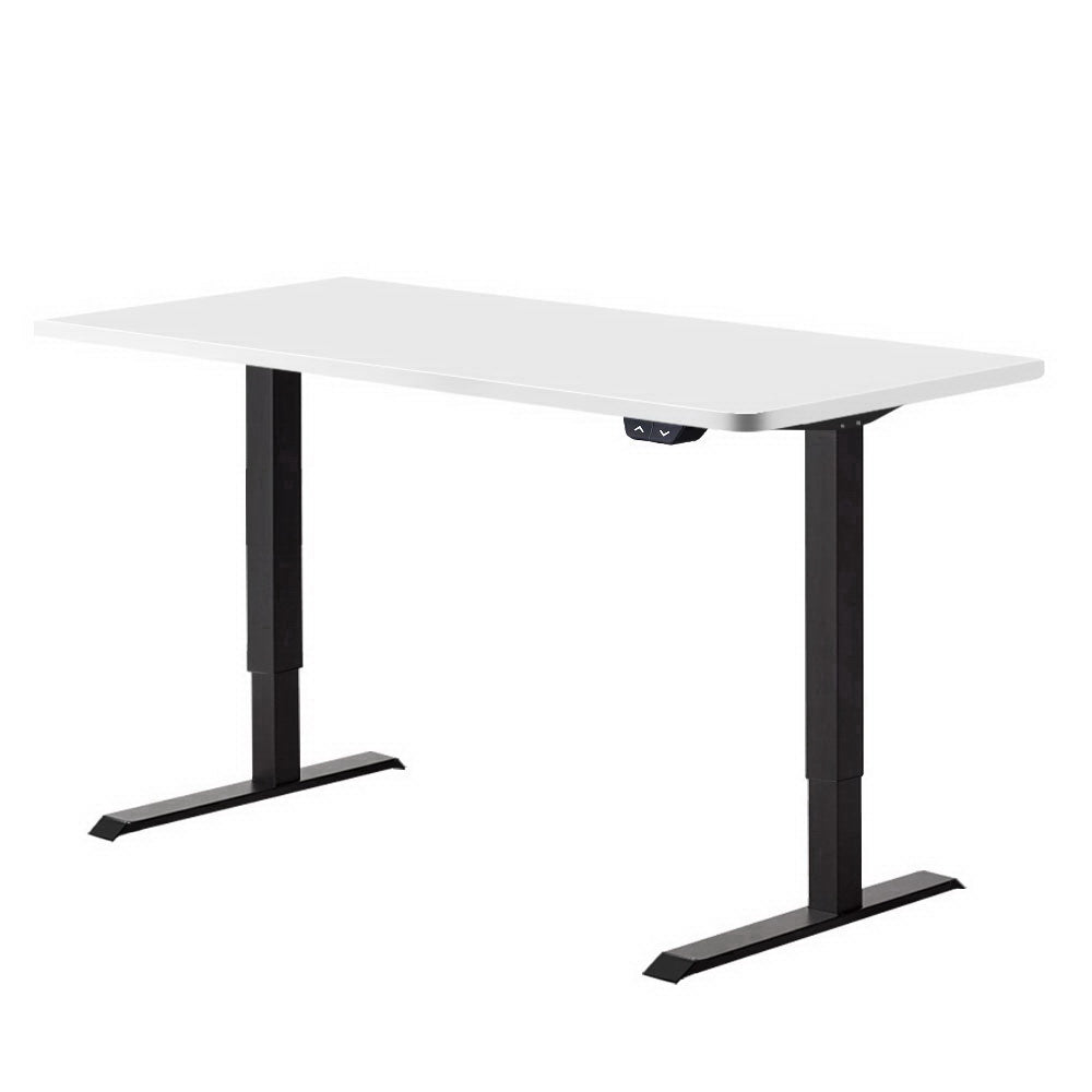 Artiss Standing Desk Adjustable Height Desk Electric Motorised Black Frame White Desk Top 120cm