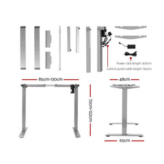 Artiss Standing Desk Adjustable Height Desk Electric Motorised Grey Frame Oak Desk Top 140cm