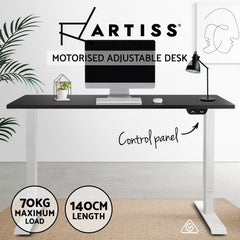 Artiss Standing Desk Adjustable Height Desk Electric Motorised White Frame Black Desk Top 140cm