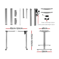 Artiss Electric Standing Desk Motorised Sit Stand Desks Table Grey Brown 140cm