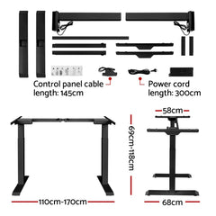 Artiss Standing Desk Adjustable Height Desk Dual Motor Electric Black Frame Desk Top 120cm