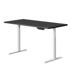 Artiss Standing Desk Adjustable Height Desk Dual Motor Electric White Frame Black Desk Top 140cm