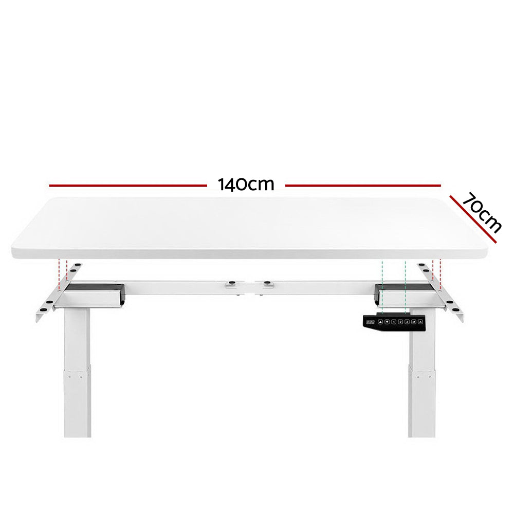 Artiss Standing Desk Adjustable Height Desk Dual Motor Electric White Frame Desk Top 140cm