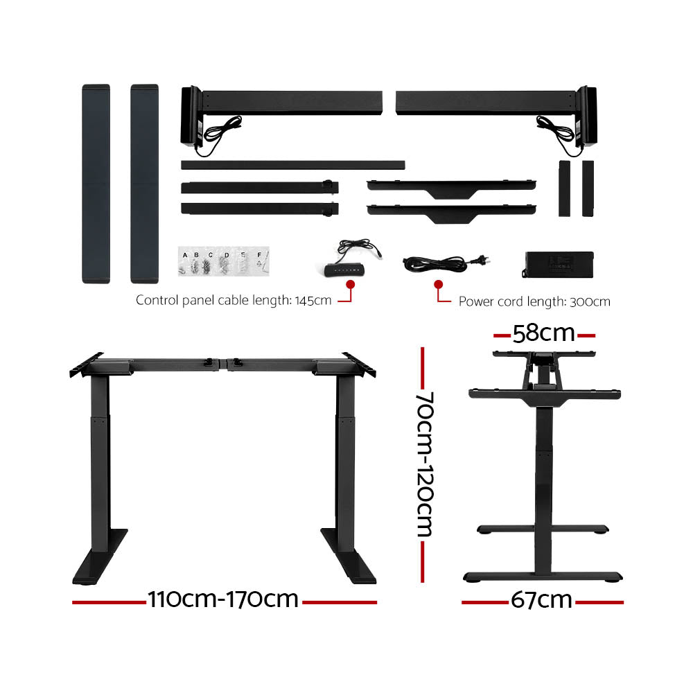 Artiss Standing Desk Electric Height Adjustable Sit Stand Desks Black 140cm