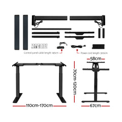 Artiss Standing Desk Electric Adjustable Sit Stand Desks Black Walnut 140cm