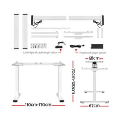 Artiss Standing Desk Electric Adjustable Sit Stand Desks White Black 140cm