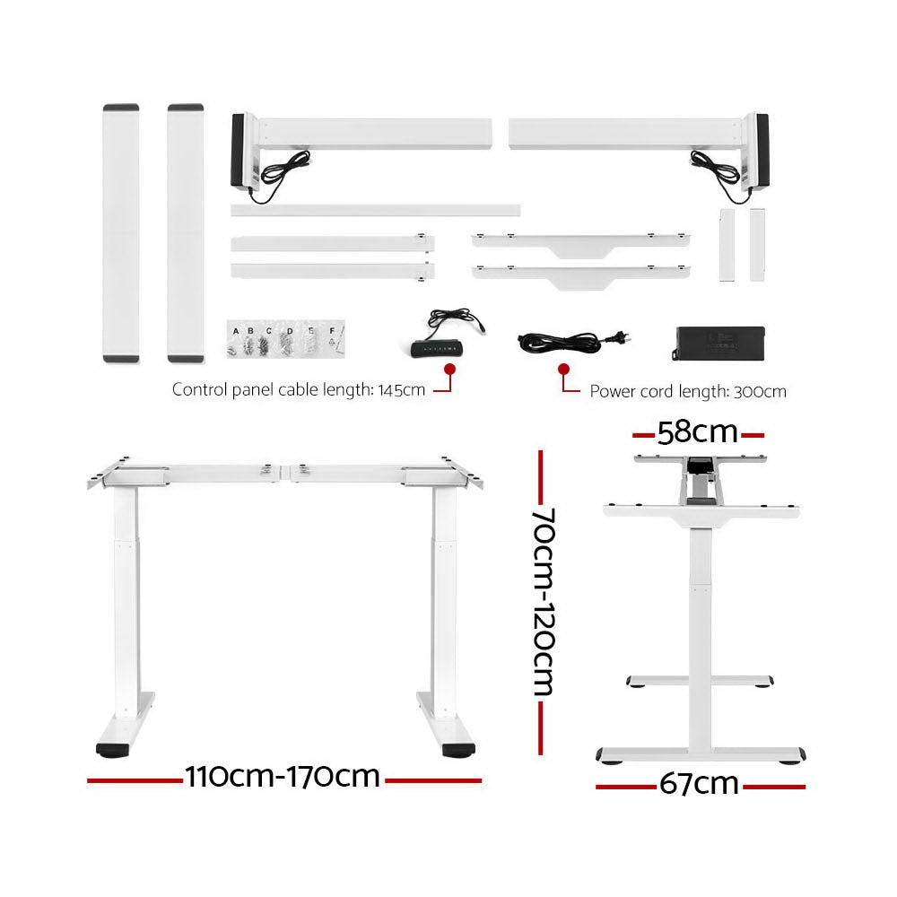 Artiss Standing Desk Electric Height Adjustable Sit Stand Desks White Oak