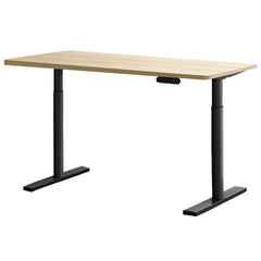 Artiss Electric Standing Desk Height Adjustable Sit Stand Desks Black Oak 140cm