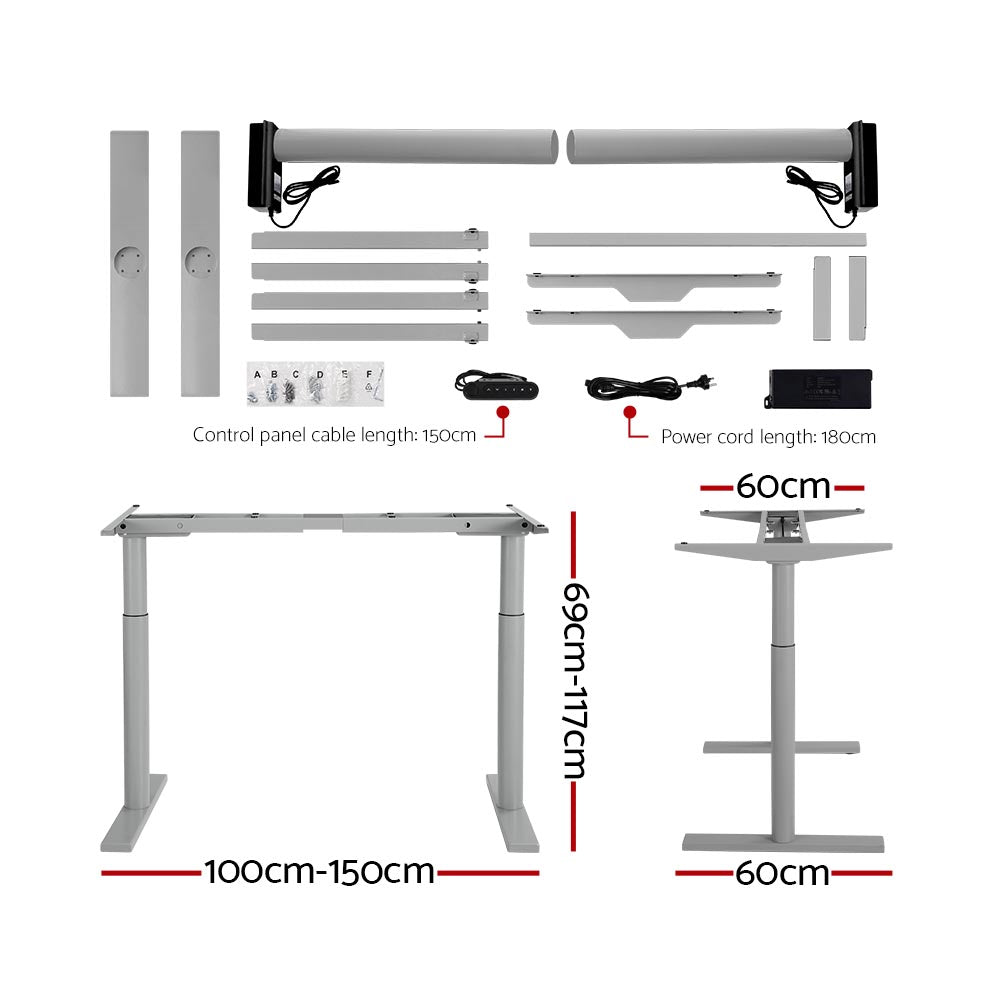 Artiss Electric Standing Desk Motorised Adjustable Sit Stand Desks Grey Oak