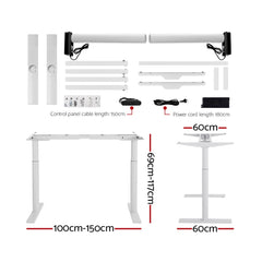 Artiss Electric Standing Desk Height Adjustable Sit Stand Desks White Black