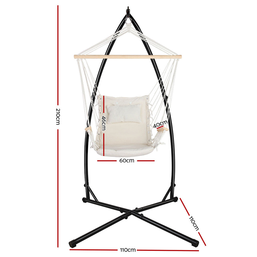 Gardeon Outdoor Hammock Chair with Steel Stand Hanging Hammock Beach Cream