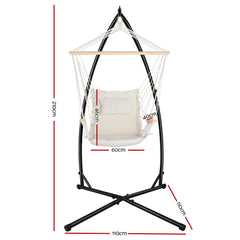 Gardeon Outdoor Hammock Chair with Steel Stand Hanging Hammock Beach Cream