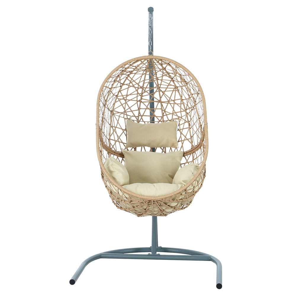 Gardeon Swing Chair Egg Hammock With Stand Outdoor Furniture Wicker Seat Yellow