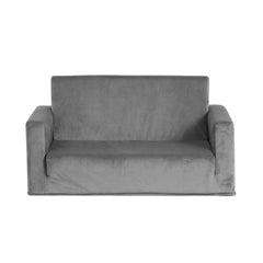 Keezi Kids Convertible Sofa 2 Seater Children Flip Open Couch Lounger Grey.