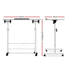 Portable Mobile Laptop Desk Notebook Computer Height Adjustable Table Sit Stand Study Office Work White