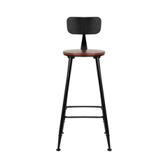 Set of 2 Artiss Bar Stools Pinewood Metal - Black and Wood