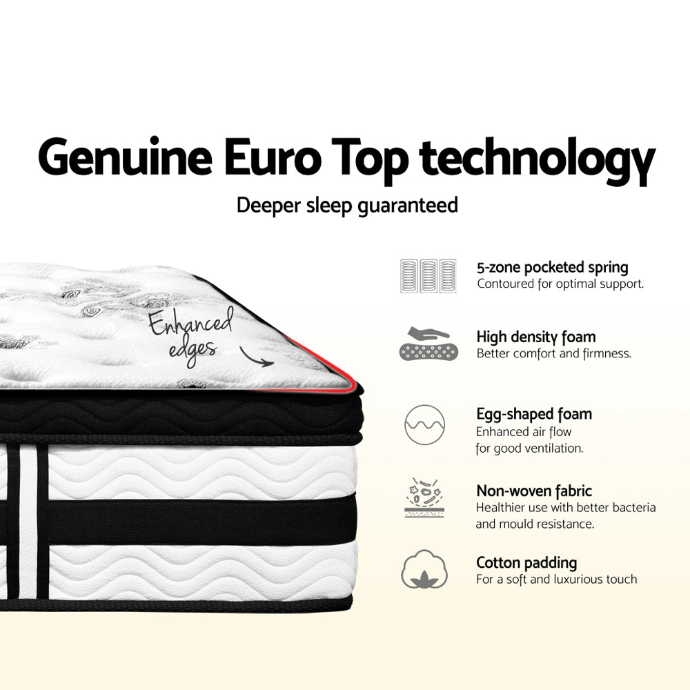 Giselle Bedding Algarve Euro Top Pocket Spring Mattress 34cm Thick King.