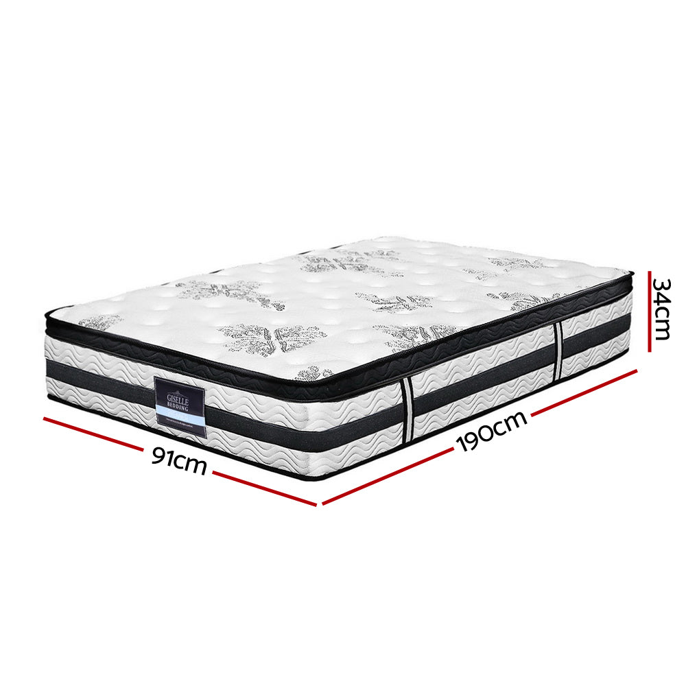 Giselle Bedding Algarve Euro Top Pocket Spring Mattress 34cm Thick Single.