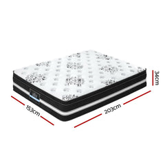 Giselle Bedding Donegal Euro Top Cool Gel Pocket Spring Mattress 34cm Thick Queen.